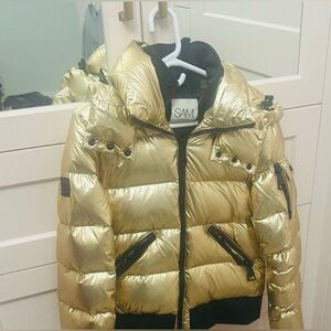 SAM Metallic Gold Puffer Jacket authentic, and basically new